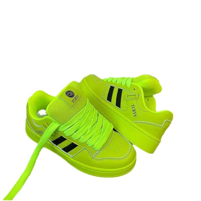 Campus wind fluorescent green niche casual bread shoes women's autumn new ins national original low-top board shoes