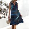 Plus Size V Neck Sleeveless Quiet Bamboo Grove Scenic Print For Leisure Holiday Trip