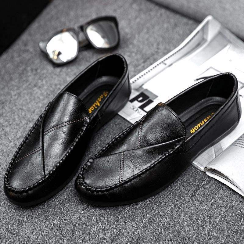 Dress Trend Autumn Lightweight Men's Loafers Doudou Shoes Simple Korean Version Non-slip Men's Shoes Small Leather Shoes Thick-soled Breathable