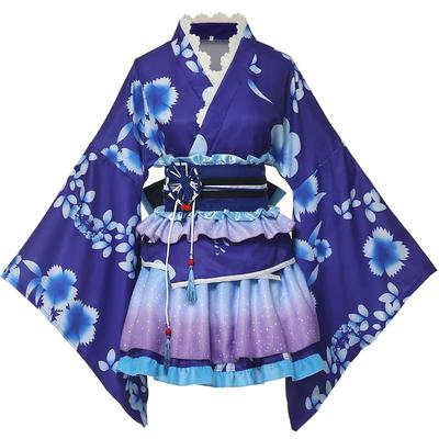 Japanischer Mini Süßer Kurzer Kimono Oiran Perfekt für Sommerfeste und Feuerwerk Cosplay Kostüm [BLESSUME] Kostüm, Yukata, Jacke, Kleid, Kleid,