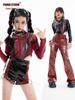 Girls' Trendy Street Dance Jumpsuit Set - Long Sleeve & Pants for Jazz Dance or Fashion Show Performance