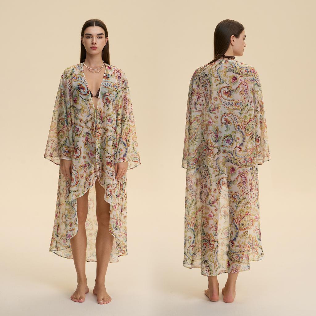 European and American new chiffon blouse nightgown women's summer and autumn breathable comfortable loose women's loungewear ZP1918