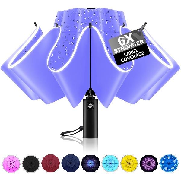 

Перевернутый зонт, ветрозащитный дорожный зонт со светоотражающей полосой, компактный обратный зонт с двойной вентилируемой крышей, складной переносной зонт,