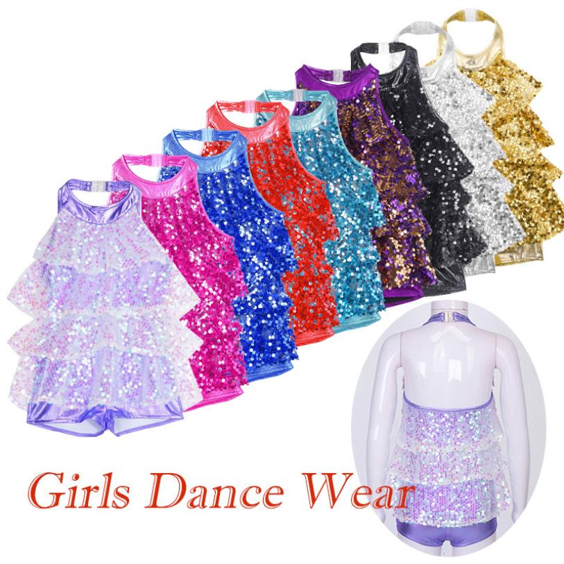 

Танцювальні костюми для дітей, дівчаток, без рукавів, блискучі паєтки, плаття з китицями, джаз, сальса, самба, румба 3-4 Years золотий