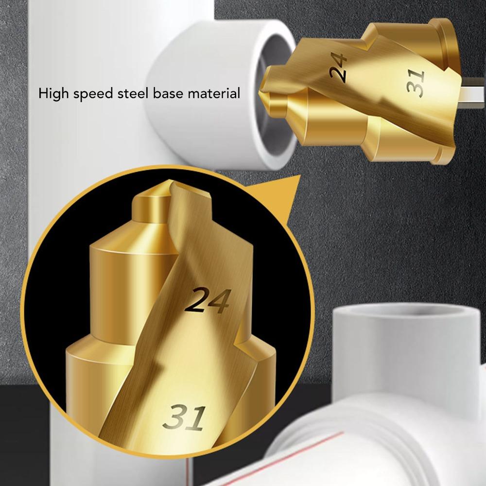 3pcs 1/4in Hex Shank Water Pipe Drill Bit Limit Rotating Flute Pipe Repair Tool Water Pipe Repair