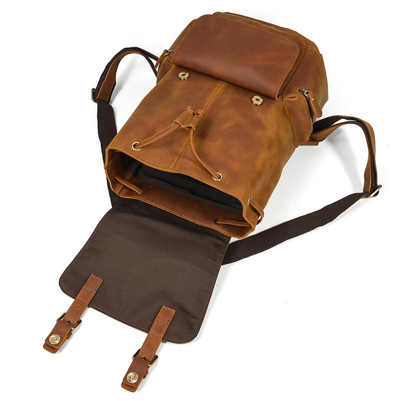Herrenrucksack Crazy Horse Leder Retro Damenrucksack Kopf Rindsleder Studenten Rucksack Lässig