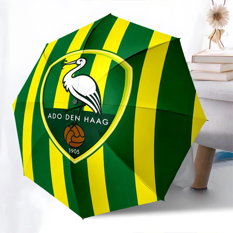 Stork, Football Automatic Folding Umbrella 8 Ribs, Durable Iron Frame, Bright Color Pattern Compact Travel Umbrella, Suitable for Outdoor,