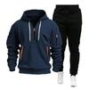 New Spring and Autumn Men's Sweater Set Hoodie Zipper Multi-Pocket Pullover Sports and Leisure Sweater Set