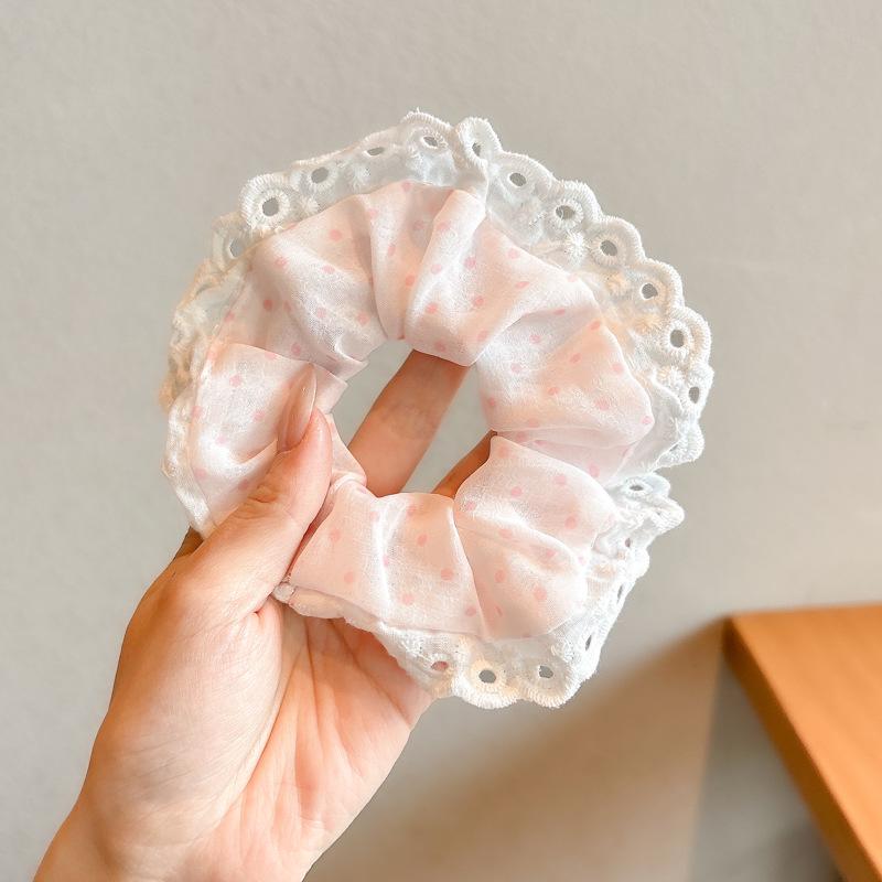 Korean Style Spring/Summer Floral Intestine Hair Scrunchie for Women – Elegant Ponytail Tie and Mori Girl Accessory.