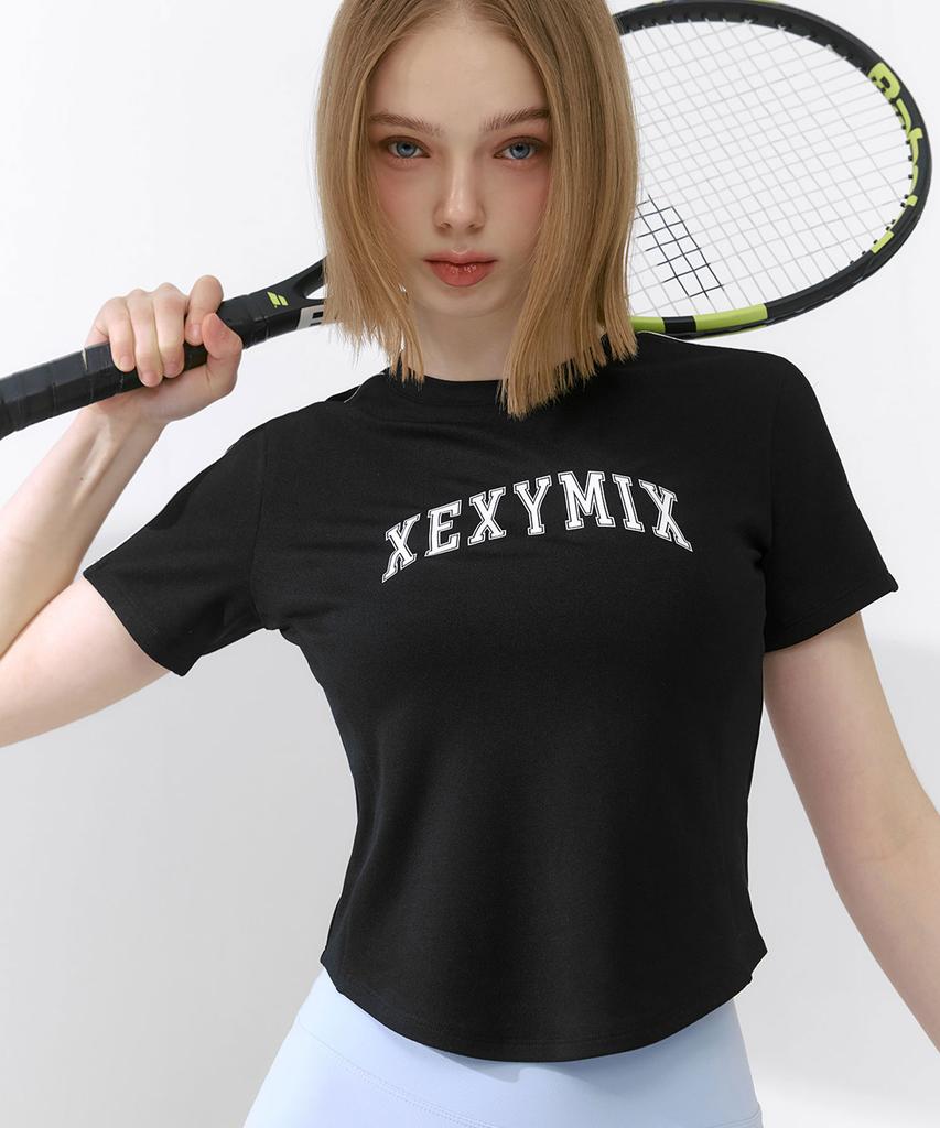 XEXYMIX Piping Contrast Crop Short Sleeve Xfk2Ts1102