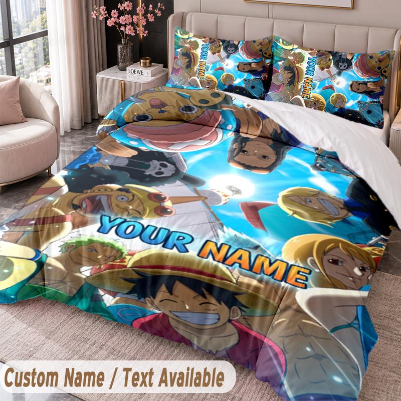 Custom Name Text 3Pcs Bedding Set One Piece Duvet Cover And Two Pillowcases