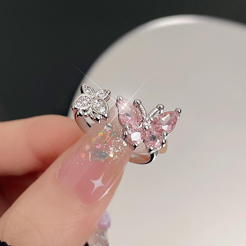 Anillo de Serie Rosa de Lujo de Nicho Lleno de Diamantes Circonita Luz de Lujo de Gama Alta Anillo Abierto de Princesa