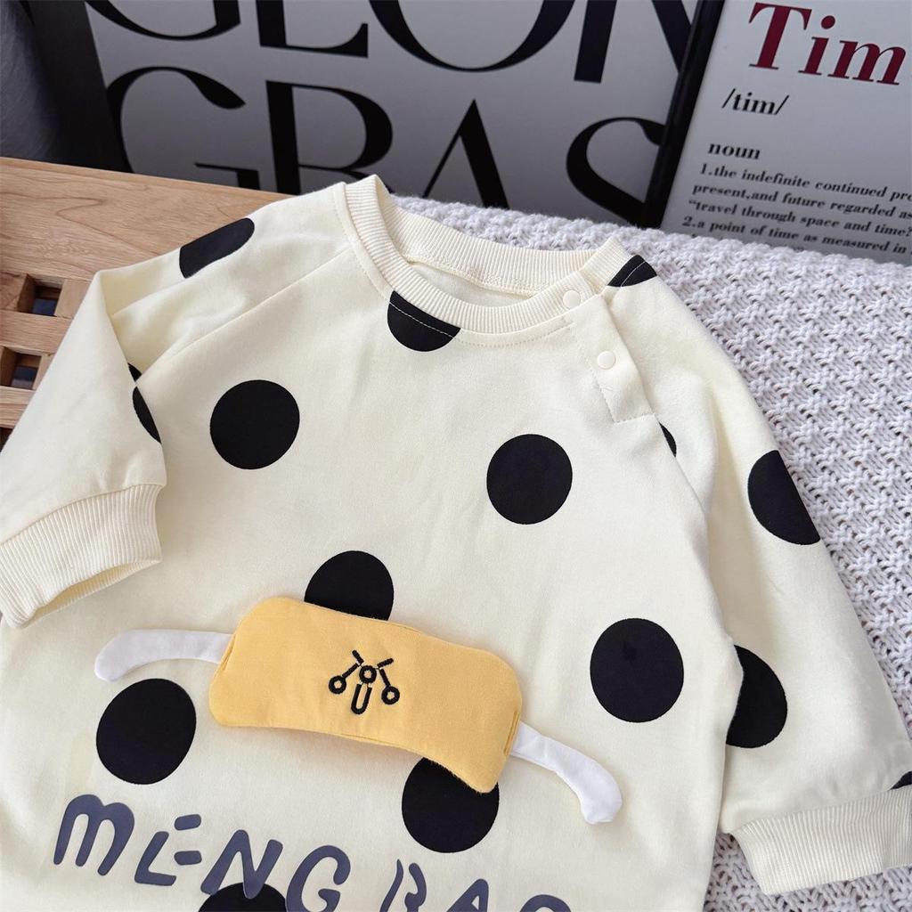 Nebeans Polka Dot Long Sleeve Infant Romper - Spring & Autumn Cotton Onesie
