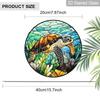 2D Flat Stained Glass Marine Themed Turtle Window Decoration, 7.87inches Colored Glass Plate with Chain, Charming Summer Sun Catcher Home Decor
