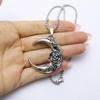 Gothic Rose Moon Necklace: Unisex Vintage Dark High Street Pendant, Romantic & Trendy for Couples