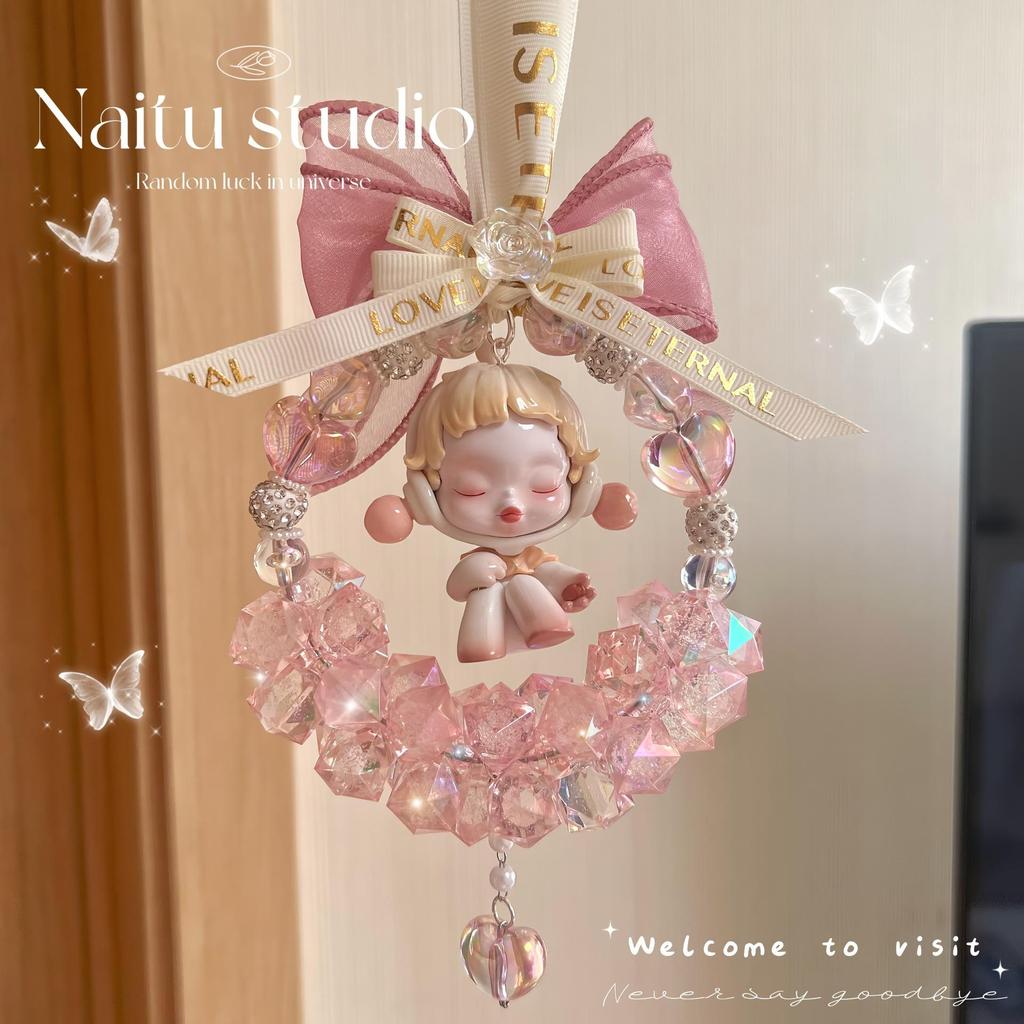 Bubble Temp Bow Decoration: Handmade High-End Car Mirror Ornament Gift