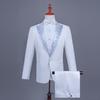 Men's Single-Breasted Rhinestone Suit Set for Banquet and Performance