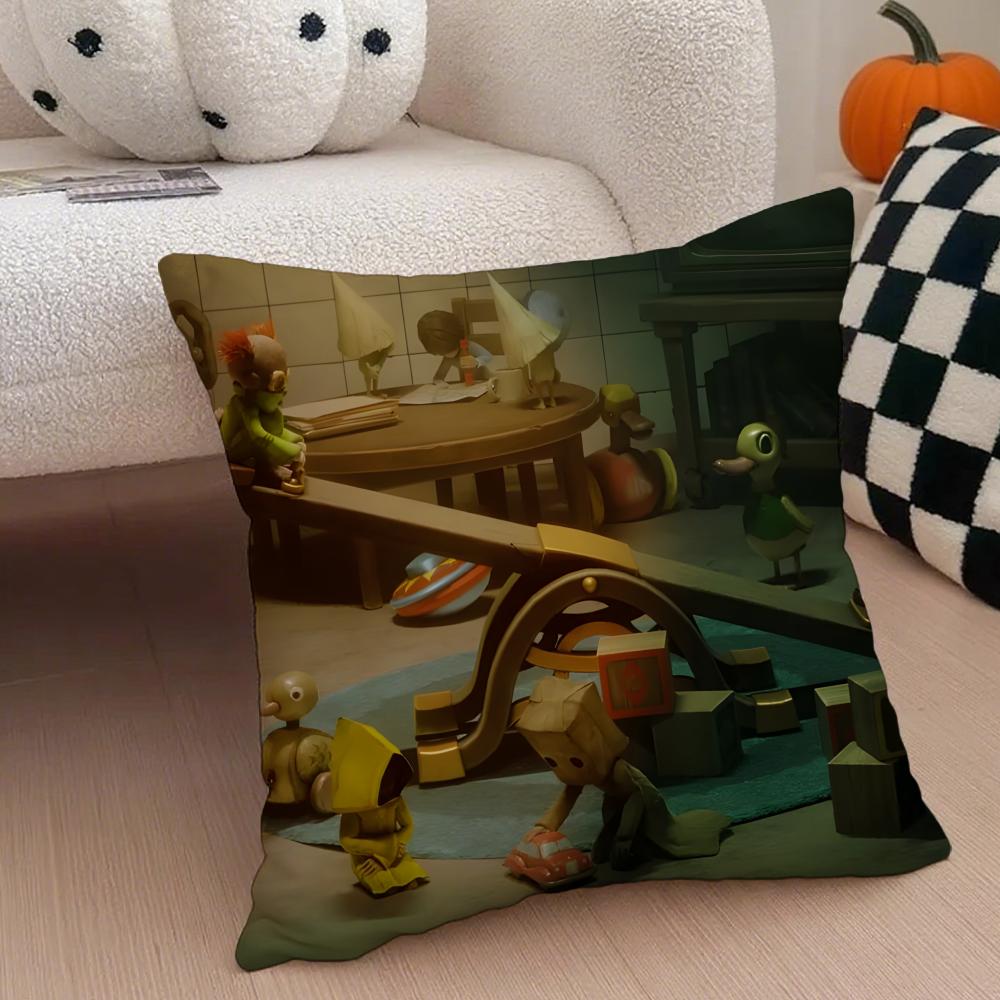 Thriller GAME LLittle Nightmares Cushion Cover Throw Pillow Cover Hidden Button Durable Polyester Chair Cushion