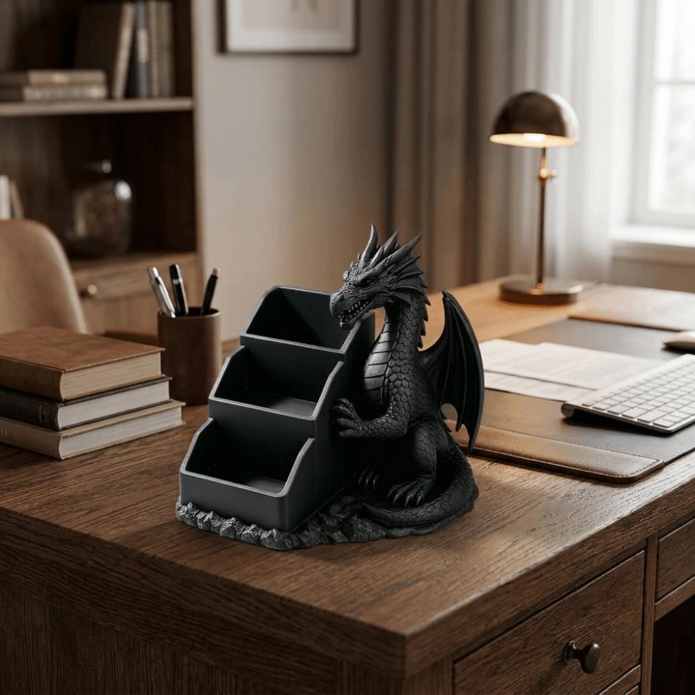 Realistic Dragon Storage Tray 3D Printed Pen Holder Gothic Dragon Storage Box Desktop