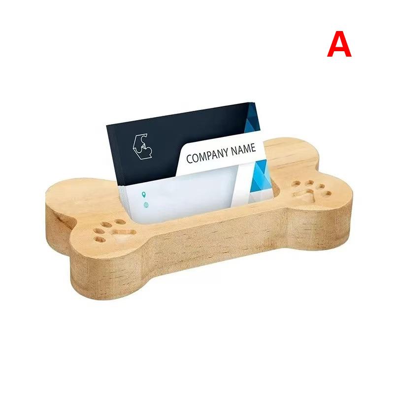 

Деревянная подставка для визиток в форме косточки, подставка для визиток для питомцев, деревянный милый органайзер для визиток с отпечатком лапы