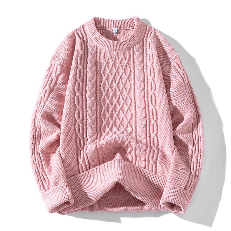 Autumn/Winter Men's Plus Velvet Knit Sweater - Casual Couple Style Pullover