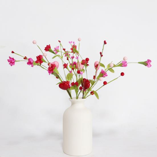 Umělé stonky bobulí na Valentýna Růžové Červené Bobule ve tvaru srdce Větvičky na Valentýna Svatba Oslava výročí Stůl Domácí dekorace