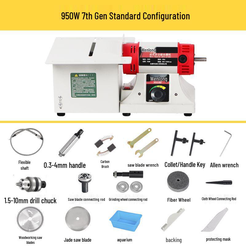 Multi-Functional Electric Bench Grinder: Jade, Woodworking Polisher, Engraver, Cutter, Drill.