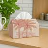1pc Tropical Vintage Romantic Tissue Holder - Soft Pink with Palm Tree Stripes, Ideal for Office, Parties, And Car Use In Living Room, Kitchen, And Ev