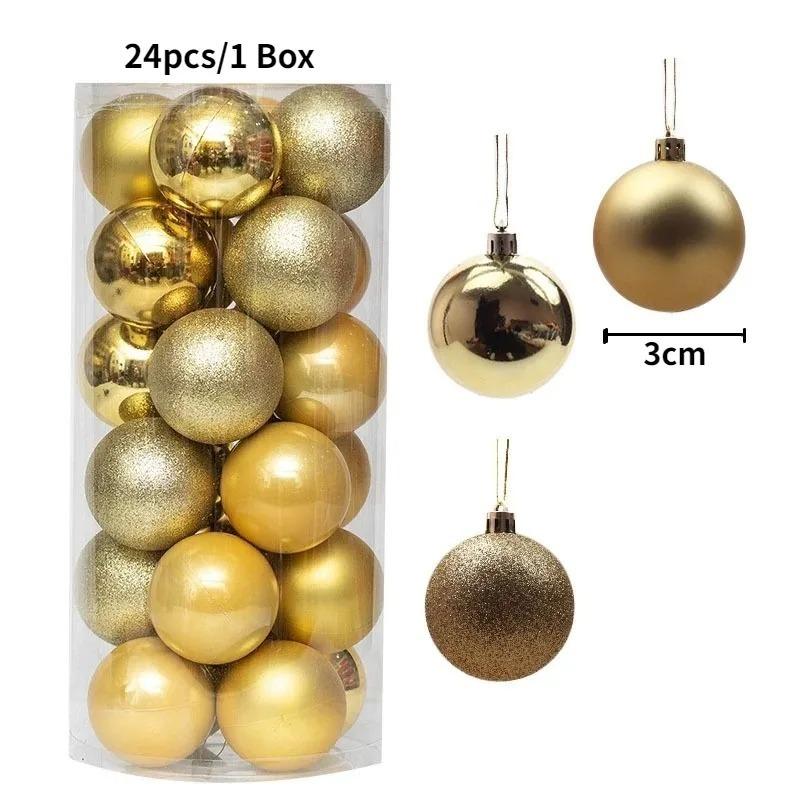 24Pcs 3cm Christmas Balls Christmas Tree Decoration Xmas Hanging Tree Pendants Home Party Christmas Tree Decor New Year Gifts