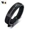 Vnox 16mm Bracelets Personnalisables pour Hommes Bande en Silicone avec Plaque d'Identification en Acier Inoxydable Bijoux Décontractés Cadeau de la Saint-Valentin pour Lui