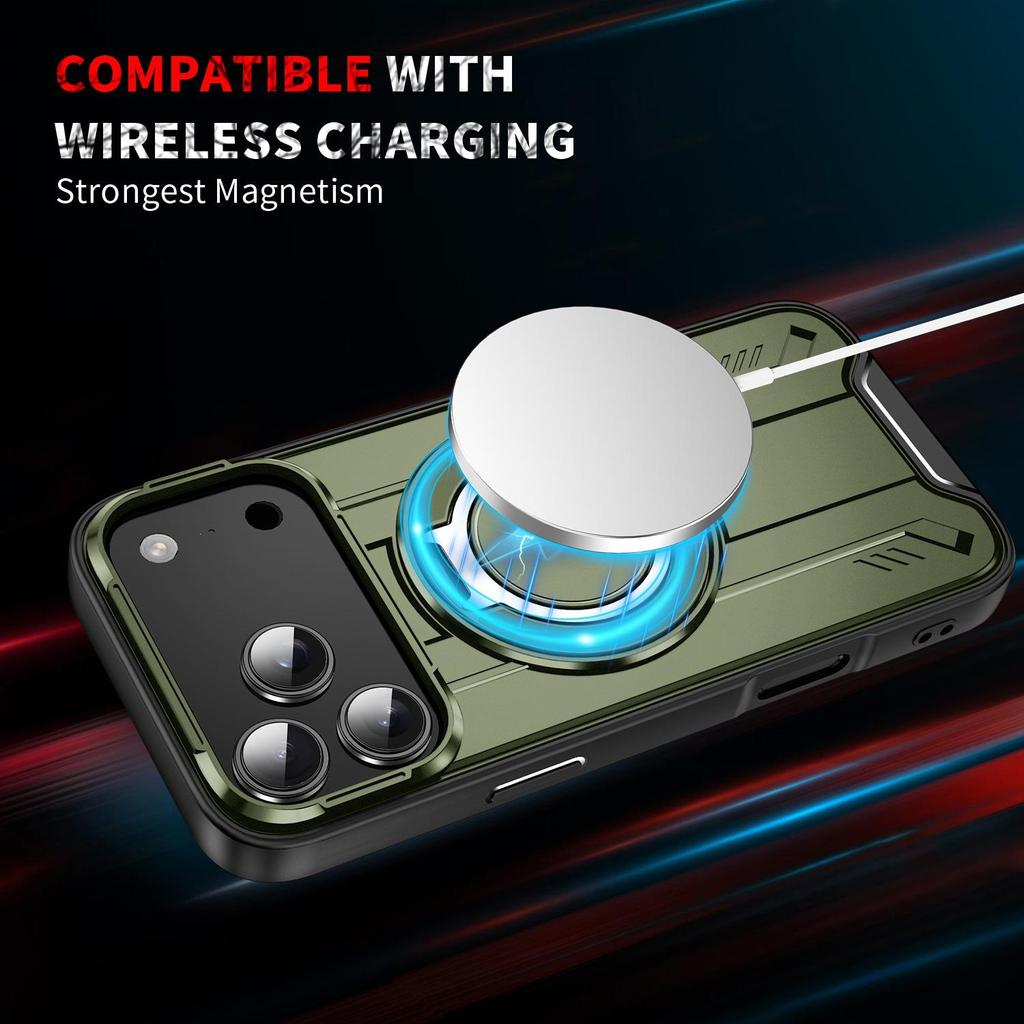 Apple iPhone 16/15/14 Pro Max Magnetic Rotating Stand Case - Drop-proof Solid Color Protective Cover