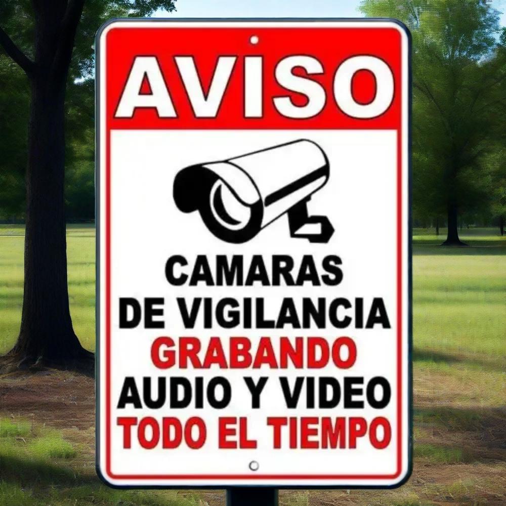 Spanish Aviso Metal Sign SS09  24Hour AudioVideo Surveillance Security Awareness