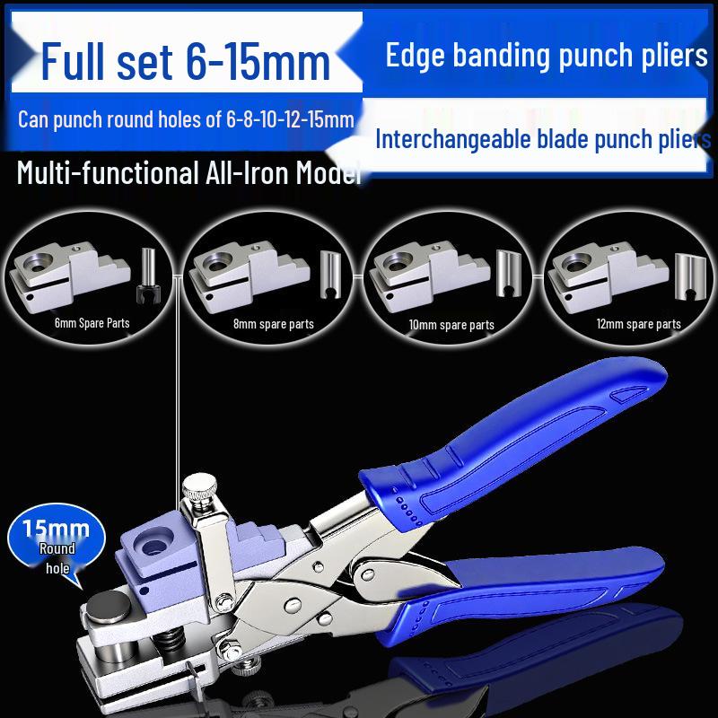 East Tour Multifunctional Edge Banding Hole Punch Woodworking Tool with Screw Hole Cover Pliers
