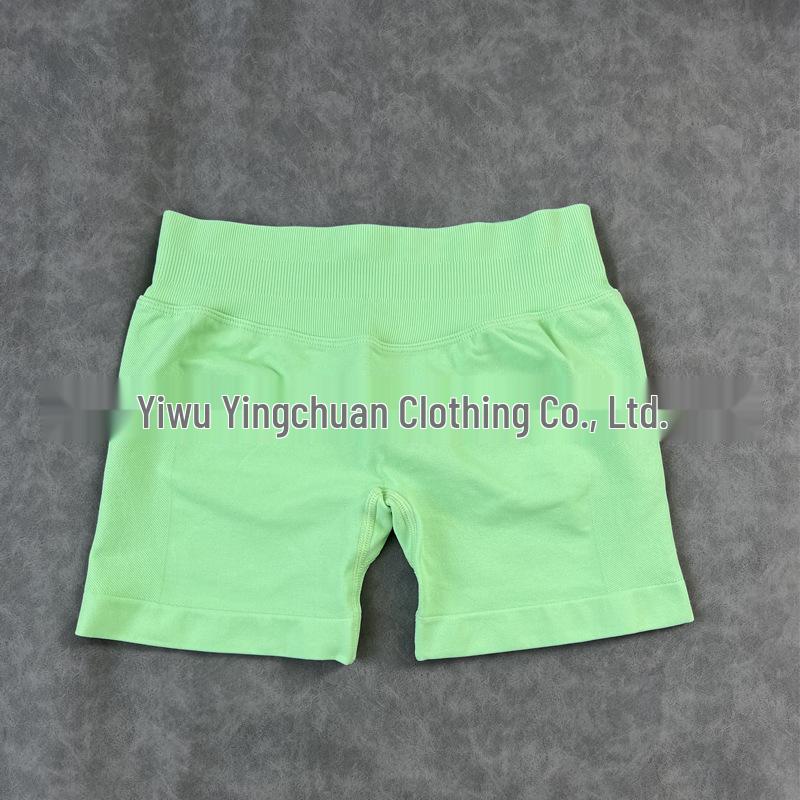 Pantalones Cortos de Yoga DF: 50 Colores, Cintura Original Fruncida de Tres Secciones, Levanta Glúteos, Tiro Bajo, Pantalones de Fitness sin Costuras de Tres Puntos