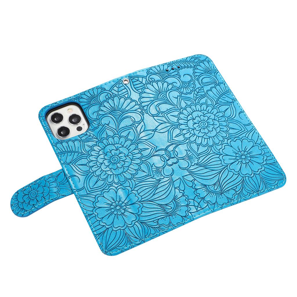 Applicable To iPhone12 Mobile Phone Leather Case 11Pro Solid Color Matte Skin Feeling Embossed Insert Card Wallet Protective Case 8plus