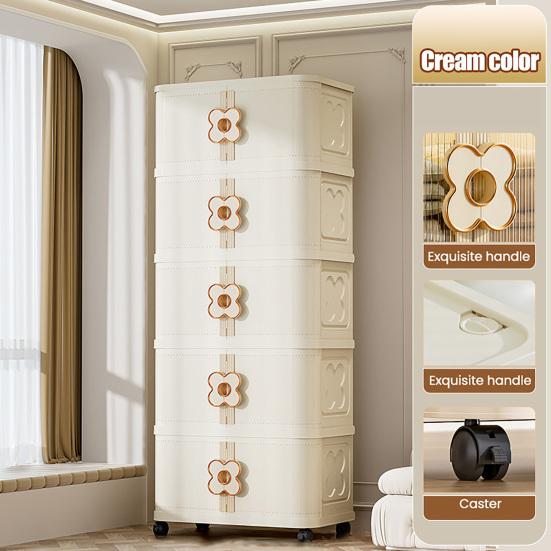 Yousheng Stackable Storage Bins Foldable Storage Boxes Collapsible Storage Bins with Doors And Wheels Rolling Multi-tier Folding Cabinet for Home