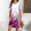 Fashion 3D Print Summer Dress Loose Casual Short Sleeve O-Neck Mini Dress