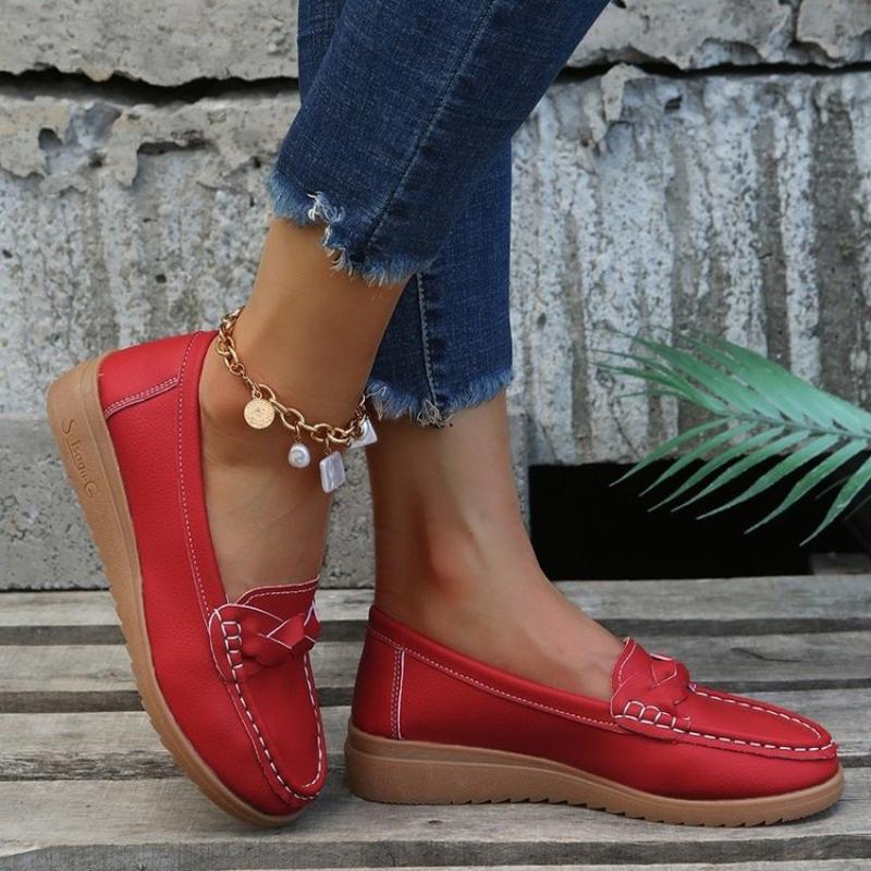 Damen Flache Lederschuhe Sommer Modisch Bequem Elegant Loafer Große Größe Outdoor Freizeitschuhe