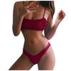 Women Casual Fashion Solid Color Two Piece Swimsuit Bikini Set Stretch Fabric Adjustable Straps Summer Beachwear Swimwear