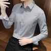 Men's 2023 Slim Fit Vertical Striped Long Sleeve Business Shirt