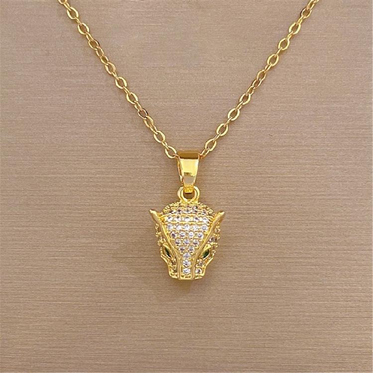 Multipurpose Leopard Head Necklace and Earring Set Craft from Sturdy Steel Materials Stylish Outfits for Trendy Women