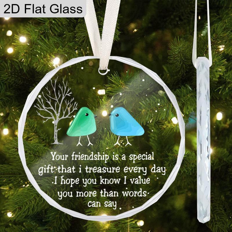 Friendship Transparent Glass Pendant, Best Friendship Souvenir, Ornament Gift for Besties, Navidad Keepsake, Holiday Party Decor, Friendship Gift