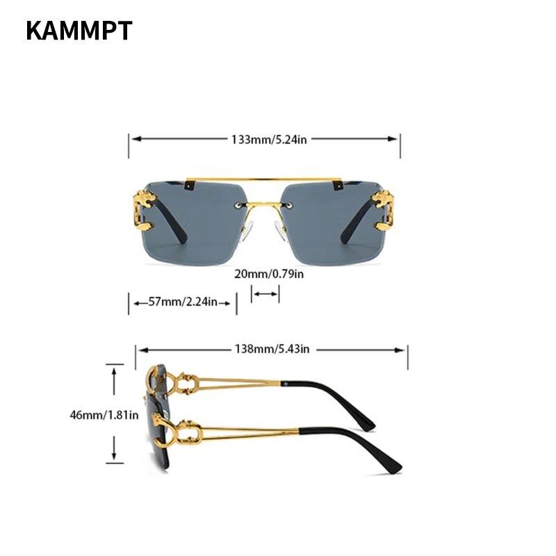 Rimless Square Double Bridge Sunglasses Fashion Stylish For Women Vintage Trend Brand Design Men Shades Eyewear
