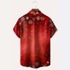 Autumn and Winter Men's Short Sleeved Shirt New Year's Christmas Pattern Digital Printed Shirt Top Men's Casual Shirt