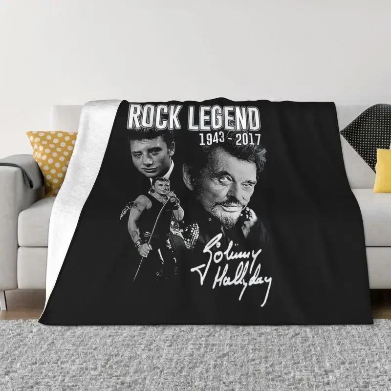 Johnny Hallyday Decken, warmer Flanell, französischer Sänger, Überwurf, Decke für Sofa, Büro, Tagesdecken