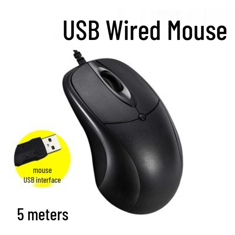 Extra-Long USB Wired Mouse - 2m, 3m, or 5m Cable for Desktop/TV Use