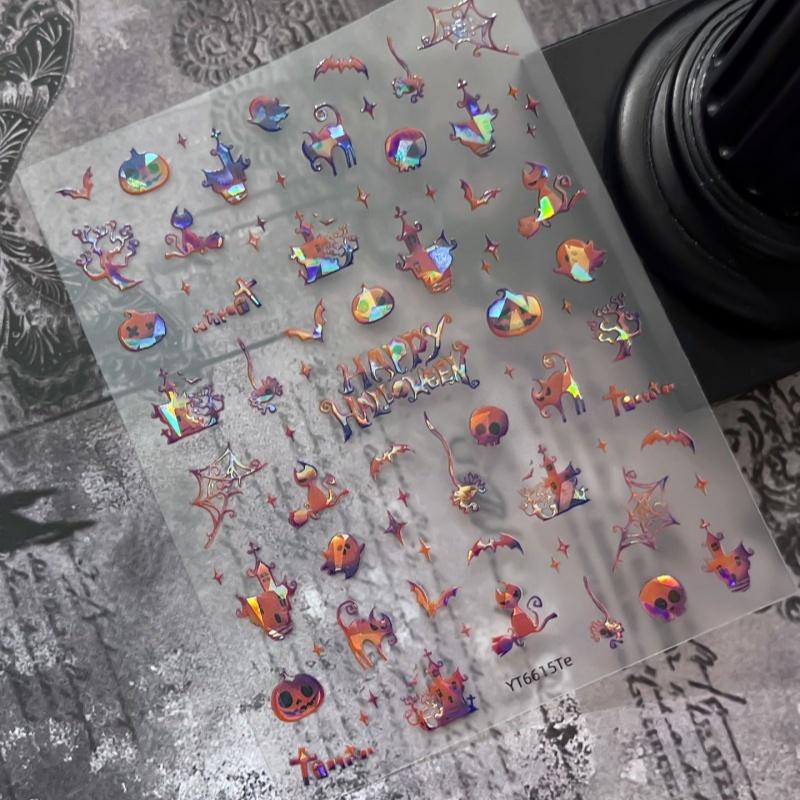 Halloween Gothic Ghost Nail Sticker Dark Style Ghost Witch Pumpkin Spooky Nail Art Decoration Stickers
