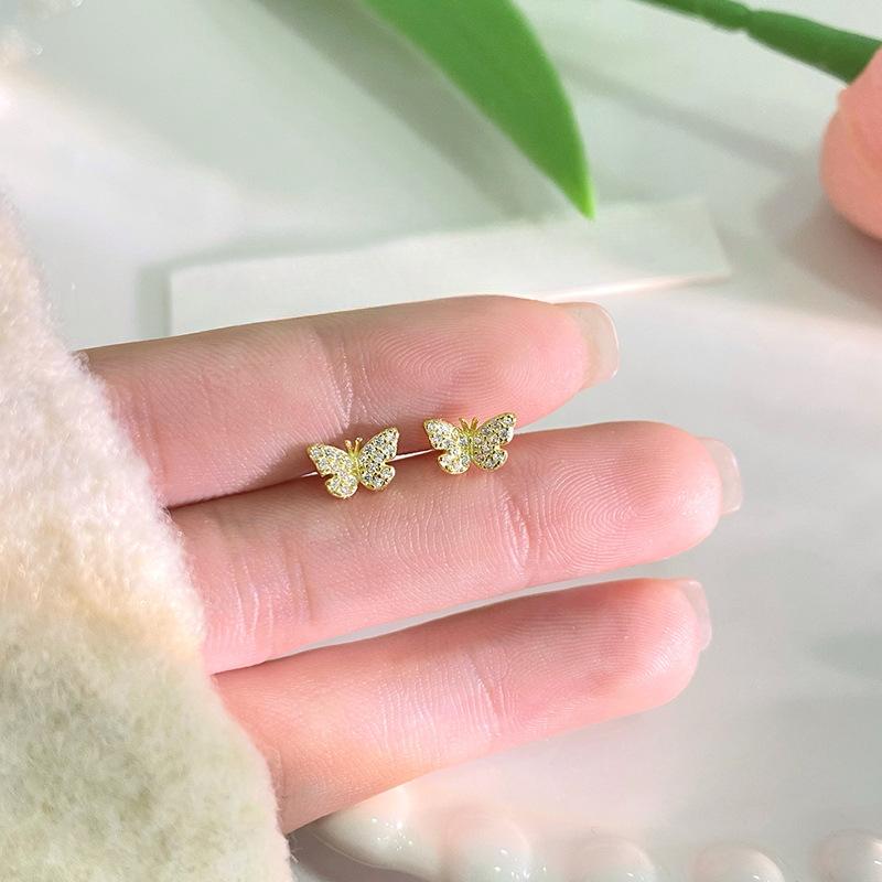 Sweet Butterfly Earrings for Women with Light Luxury High-end Design Versatile Earrings
