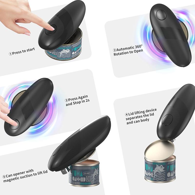 Electric Jar Opener Automatic Can Opener Portable Battery Operated Tin Opener Easy Pull Jar Bottle Opening Machine Kitchen Tools