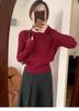 Waist-cinching design slimming crew neck knit base shirt, autumn/winter new solid color casual inner knit sweater for women